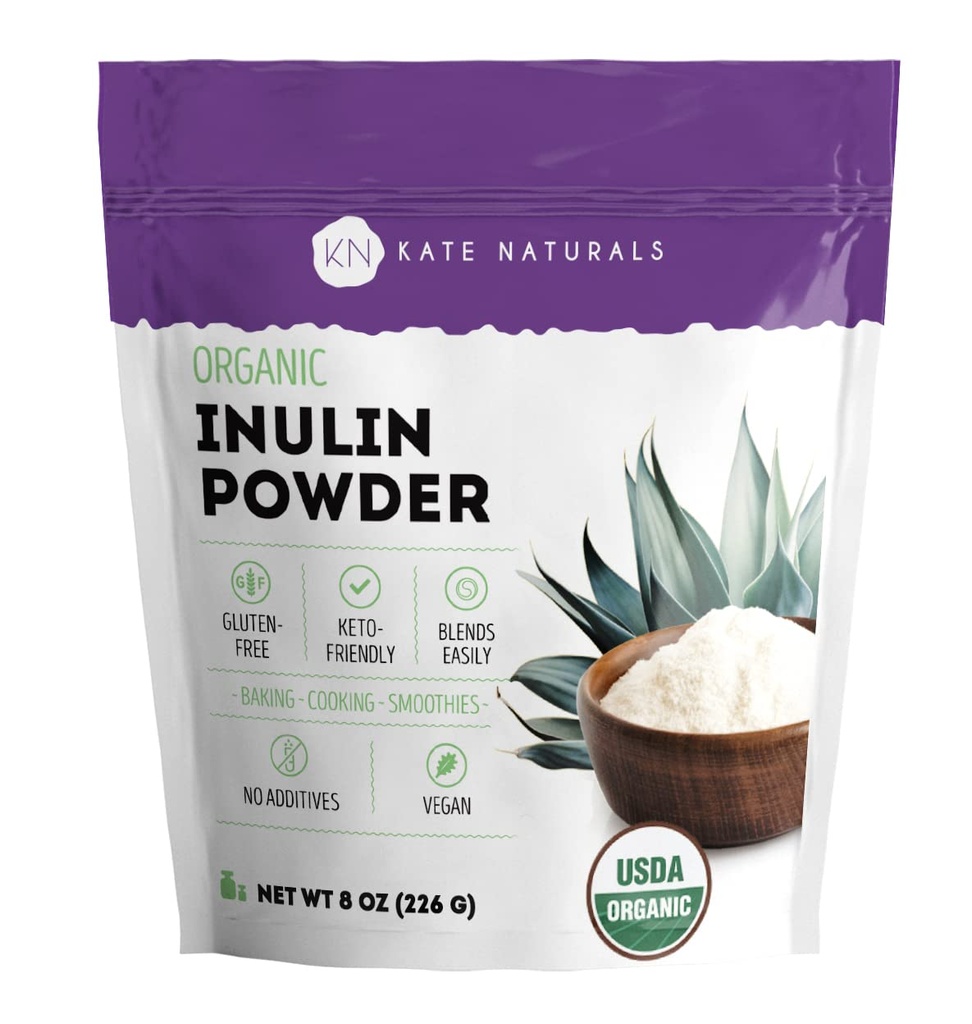 קייט Naturals Inulin אבקת אורגני של כחול Agave (8oz) soluble Prebiotic סיבים עבור קפה, Yogurt & Smoothiesies