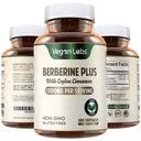 מעבדות טבעוניות Berberine HCL 1200MG עם Ceylon Cinnamon - 180 קפסולות טבעוניות תמיכה הכוללת בריאות ומערכת החיסון