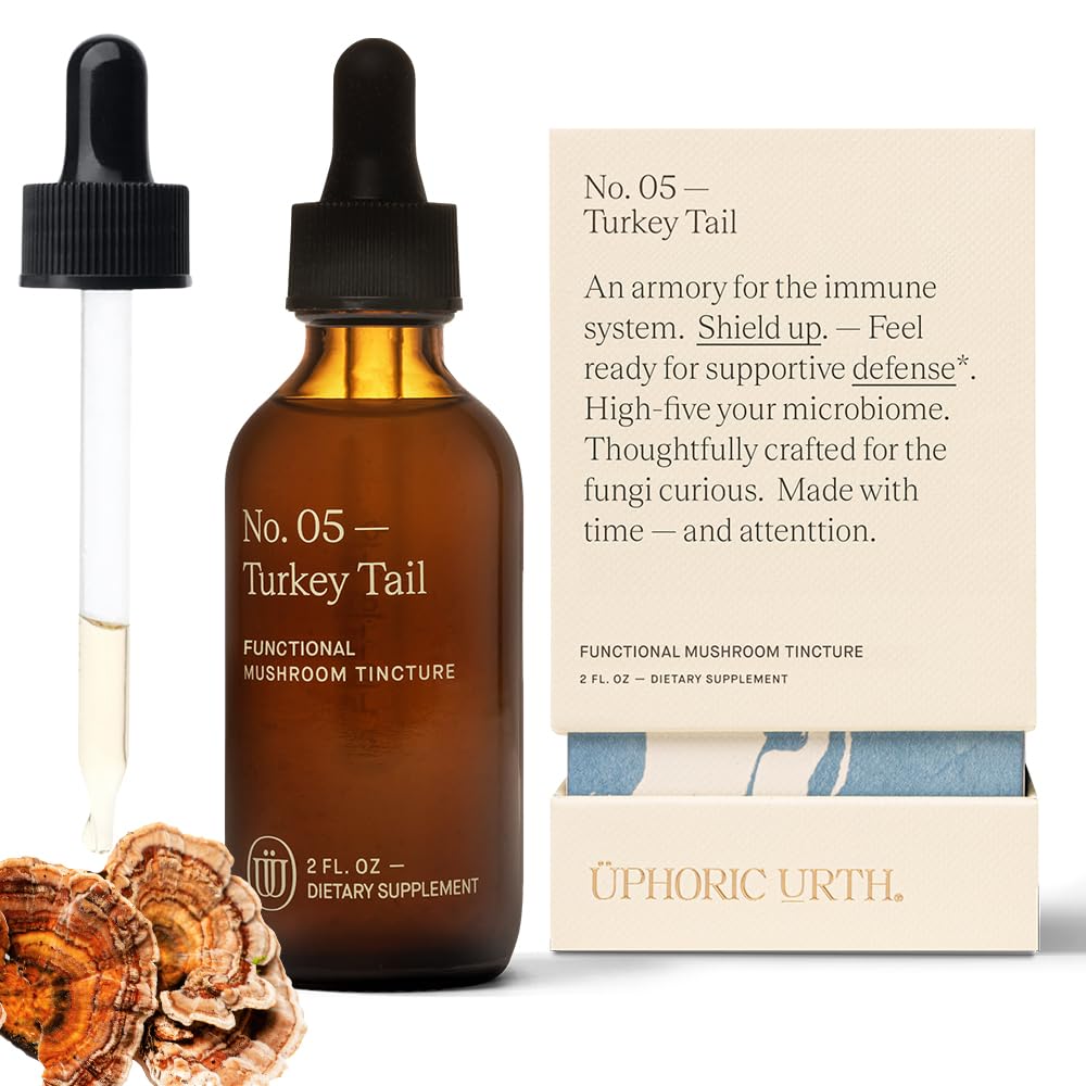 טורקיה Tail Mushroom לחלץ - Double Extracted Fruitbody Mushroom Tincture | Immunity Booster, Manages Inflammation, Soothes Aches, פונקציונליות בריאה, Antioxidants (60 משרתים)