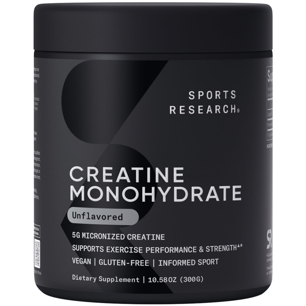 מחקר ספורט Creatine Monohydrate - קבל שריר Lean, שיפור ביצועים וכוח ותמיכה עבודה התאוששות - 5 g מיקרוnized Creatine - 10.58 oz