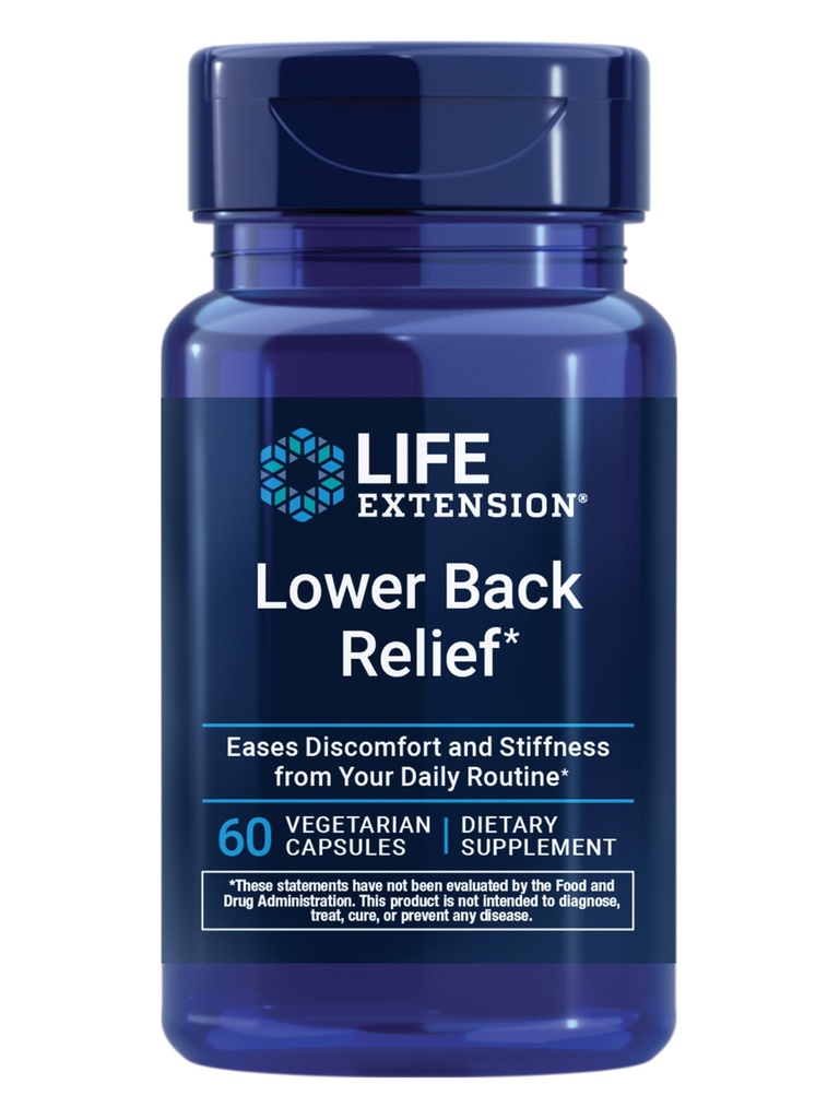 Life Extension Back Relief, China Chaste Tree, ג'ינג'ר פלט, עבור אי נוחות גב תחתון ו- Occasional Stiffness, non-GMO, Gluten Free, Vegetarian, 60 קפסולות