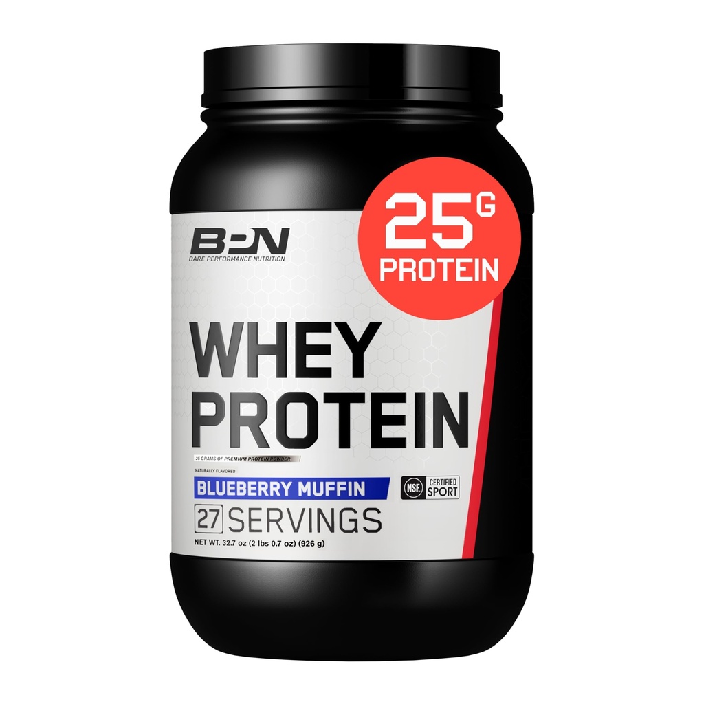 BPN Whey חלבון + Casein אבקת בלנדר, Blueberry Muffin, 25g חלבון לתמיכה שריר ליאן התאוששות, 27 משרתים, צד שלישי נבדקו