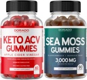 Keto ACV Gummies (60 Count) Advanced Weight Loss Formula ו- Irish Sea Mossmies (90 Count) עם Bladderwrack & Burdock Root for Thyroid, Energy & Immune Support - Non GMO, טבעוני בטוח ומיוצר בארה"ב