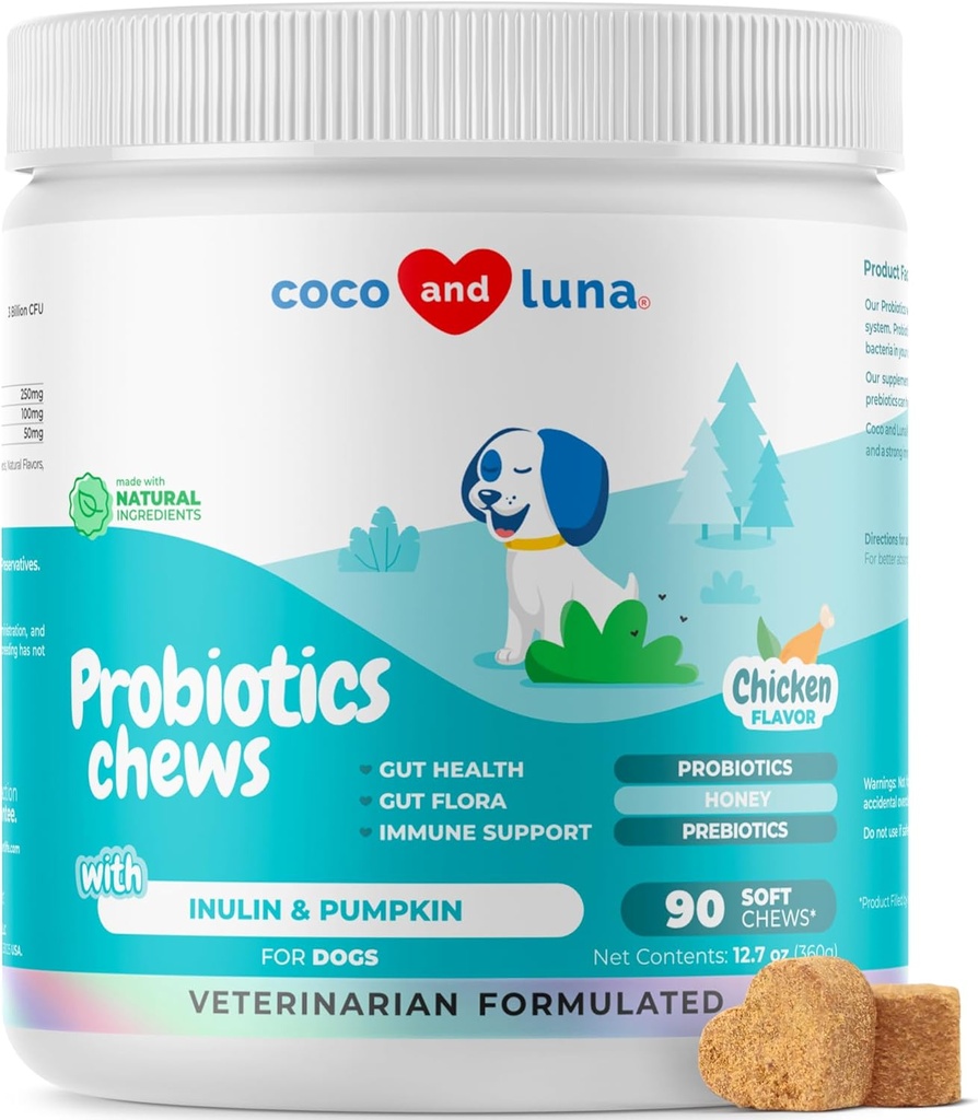 Probiotics for Dogs Digestive Health - Support Gut Health, Diarrhea, Gas, & Seasonal Allergies - with Honey, Pumpkin and Prebiotics for Digestive Support, Bad Dog Breath & Constipation