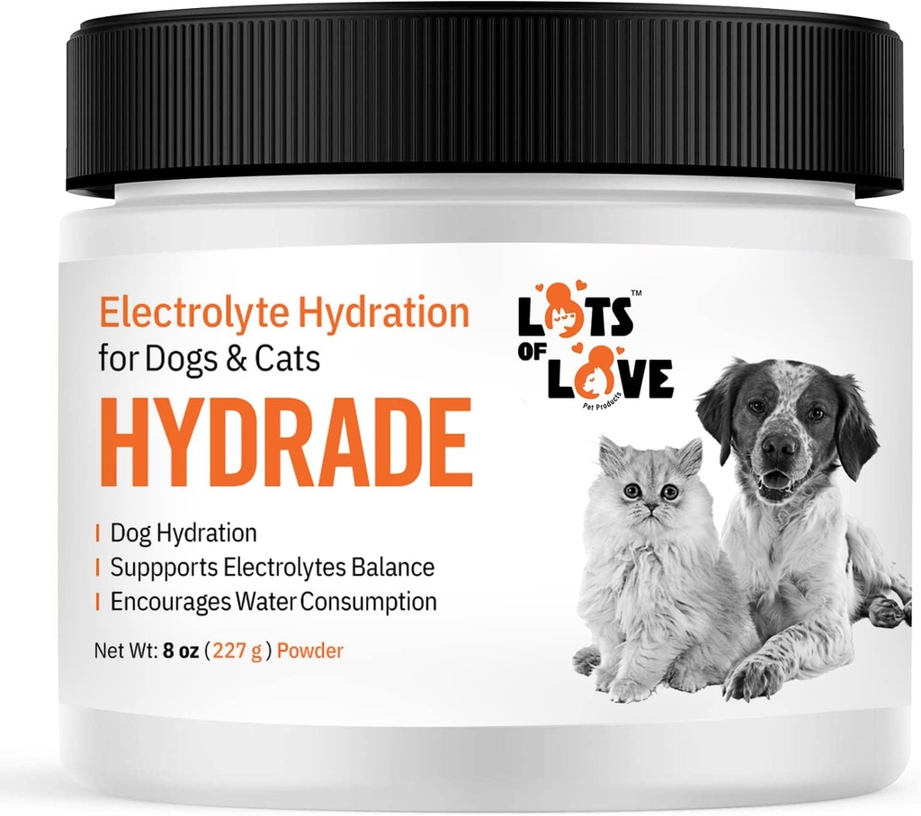 אבקת HydrADE - Electrolytes for Dog & Cat Dehydration - הידרציה לכלבים וחתולים - הרבה אהבה פט מוצרים (8 עוץ)