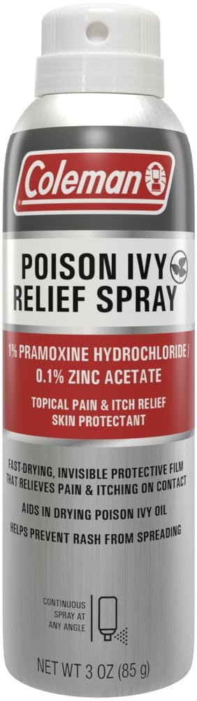 Coleman Poison Ivy Relief Spray, Continuous Spray for Topical Pain and Itch Relief, 3oz