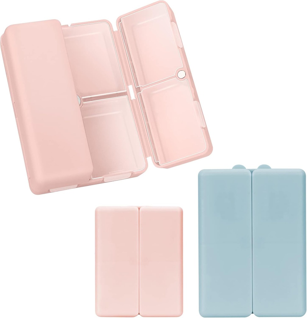 FY 2 Pcs Daily Pill מארגנת, 7 השוואתיות DASE Tablet Racinger, [Folding Design] Pill Box for Purse Pocket to Hold הויטמינים, Cod Liver Oil,Supplements ותרופה-Pink+Pink+ חיל הים