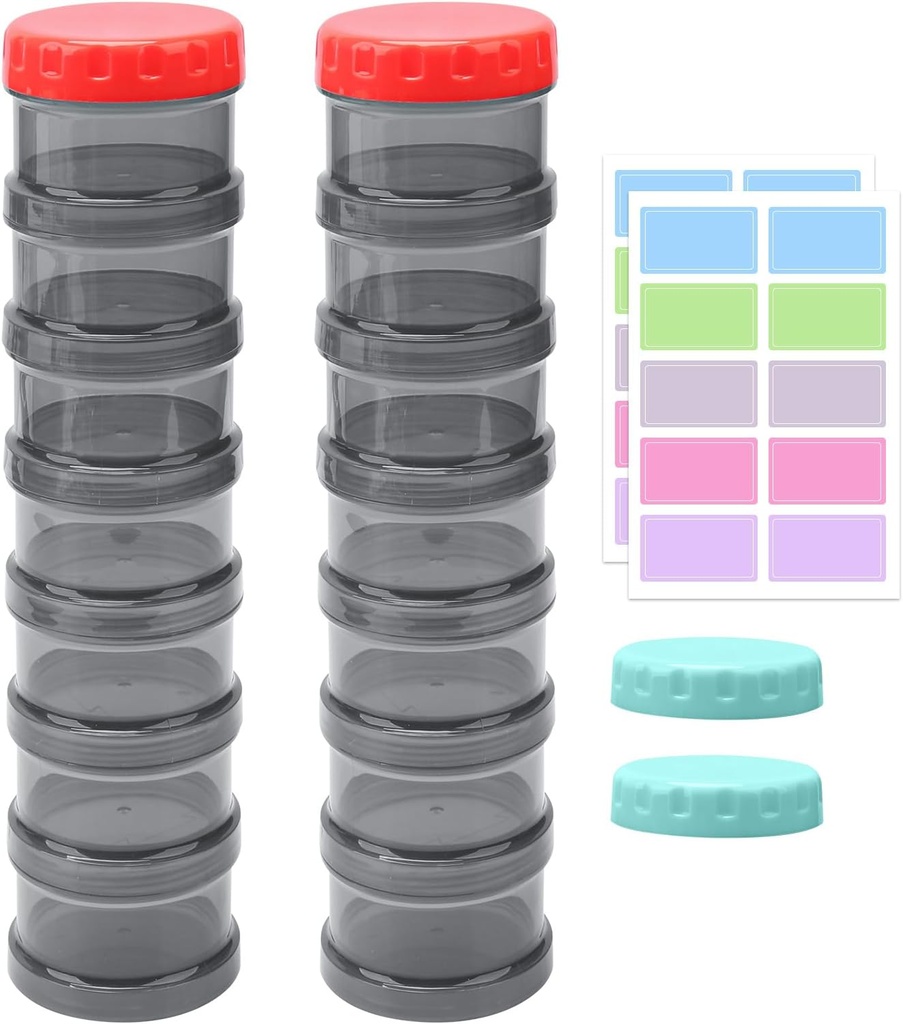 2 Pack 7 Day Pill Productionser Case Stackable Weekly Supplements Pills Holder Dispenser Large Translucent Black עם תוספת Lid