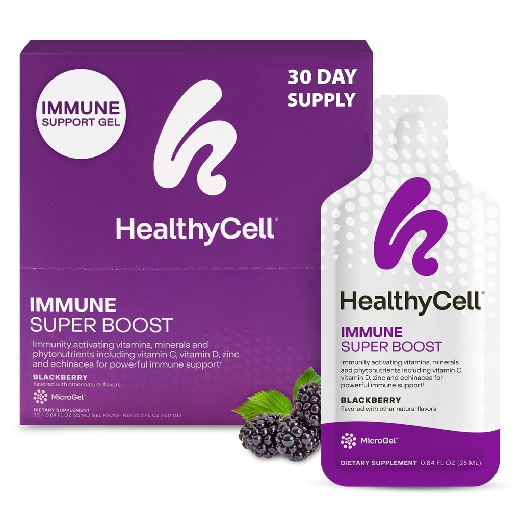 תוספי מזון Immune Super Boost Daily נוזל תוסף - Immune Support Supplement for Adults with Echinacea, Elderberry, ויטמין C, ויטמין D, Calcium & Zinc - 30 Gel Packs