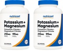 Nutricost Potassium (99 mg) Magnesium (210 mg) Citrates, 240 Capsules - Non-GMO, Gluten Free (Pack of 2)