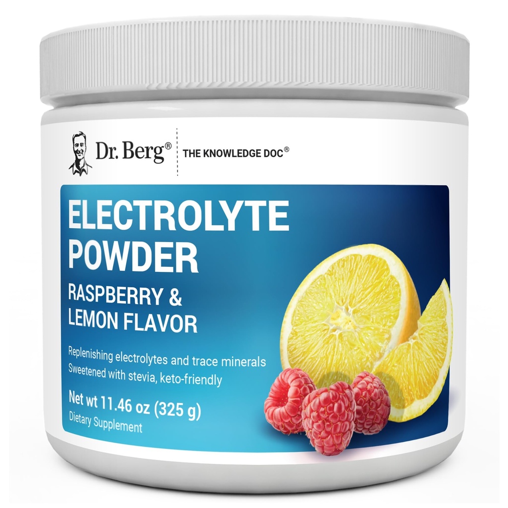 Dr. Berg Zero Sugar hydrotion Keto Electrolyte אבקת - משופרת w / 1000 מ"ג של Potassium & Real Pink הימלטות מלח (NOT Table Salt) - Raspberry & Lemon Flavor hydrotion לשתות - 50 משרתים