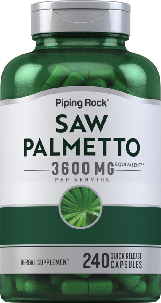 Piping Rock Saw Palmetto 3600 מ"ג | 240 קפסולות | לגברים ונשים | Non-GMO, Gluten Free Supplement