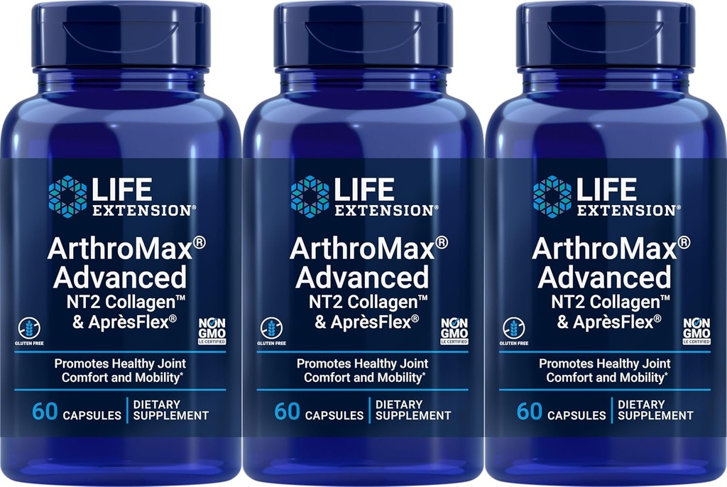 הרחבת החיים ArthroMax מתקדמת עם NT2 Collagen & ApresFlex, 60 קפסולות (Pack של 3)