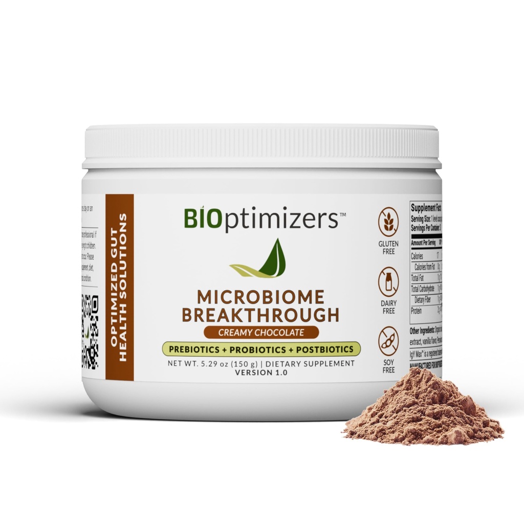 Microbiome פורץ דרך אבקת תיקון - שוקולד פלמור - יש Lactobacillus Strains, Bone Broth & Collagen - מקור L-Glutamine - Gas & Bloating הקלה - משפר את בריאות Gut - 30 משרתים - 150gg