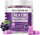 Creatine Monohydrate Gummies 5000 מ"ג עבור גברים ונשים, Gomitas de Creatina Creatine Monohydrate 5g, Creatina Monohidratada Gummy עבור שריר בונה, אנרגיה Boost, תוספת טרום עבודה, 60 הרוזן, Grape.