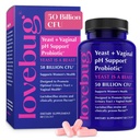 Lovebug Yeast ו Vaginal Probiotics עבור נשים pH Balance & Urinary Tract, 50 מיליארד CFU, UTI, BV, Odor תמיכה עם Lactobacillus, Bifido חיידק, Digestive & Vaginal בריאות 60 קפסולות תוסף 60 קפסולות