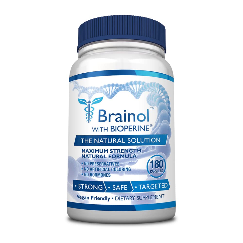Brainol - The Smartest Choice for a Brain Boosting Nootropic - שיפור ביצועים נפשיים, פוקוס וקלרנס - עם DMAE, Huperzine A, BioPerine - טבעוני-ידידותי - 180 קפסולות - 3 חודשים אספקה