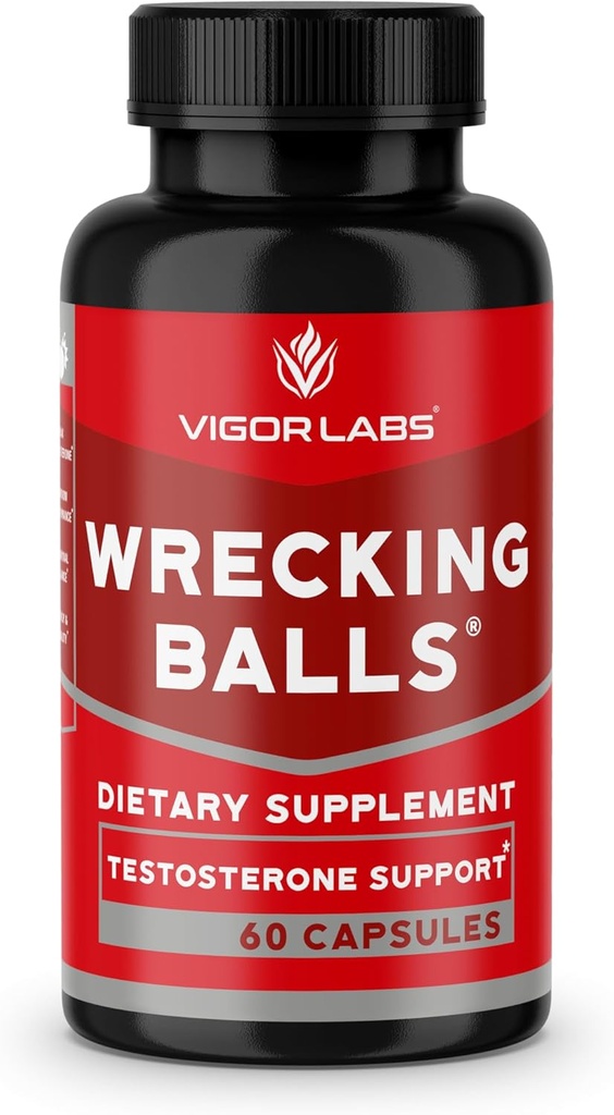 Vigor Labs Wrecking Balls (60 קפסולות), תומך בייצור הטבעי של הורמונים זכריים חיוניים על ידי הגוף שלך כדי לתמוך ב- Fuller Drive, Male Vitality, ולהגדיל את Stamina. (Made in the USA)