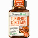 תוסף Turmeric Curcumin עם Black Pepper Extract - High Potency Organic Turmeric 1400 מ"ג ו-95% Curcuminoids לבריאות משותפת וחוסן - תוספת תמיכה משותפת - 60 קפסולות טבעוניות