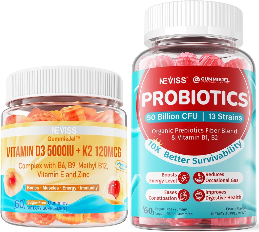 ויטמין D3 K2 Gummies +Sugar חינם Probiotics