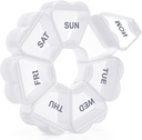 מארגנת גלולות שבועיות גדולות, Pill Box 7 Day, KAPENS Daily Case Large Capacity Compartments, Pill Containers for Fish Oil Supplements, White White White