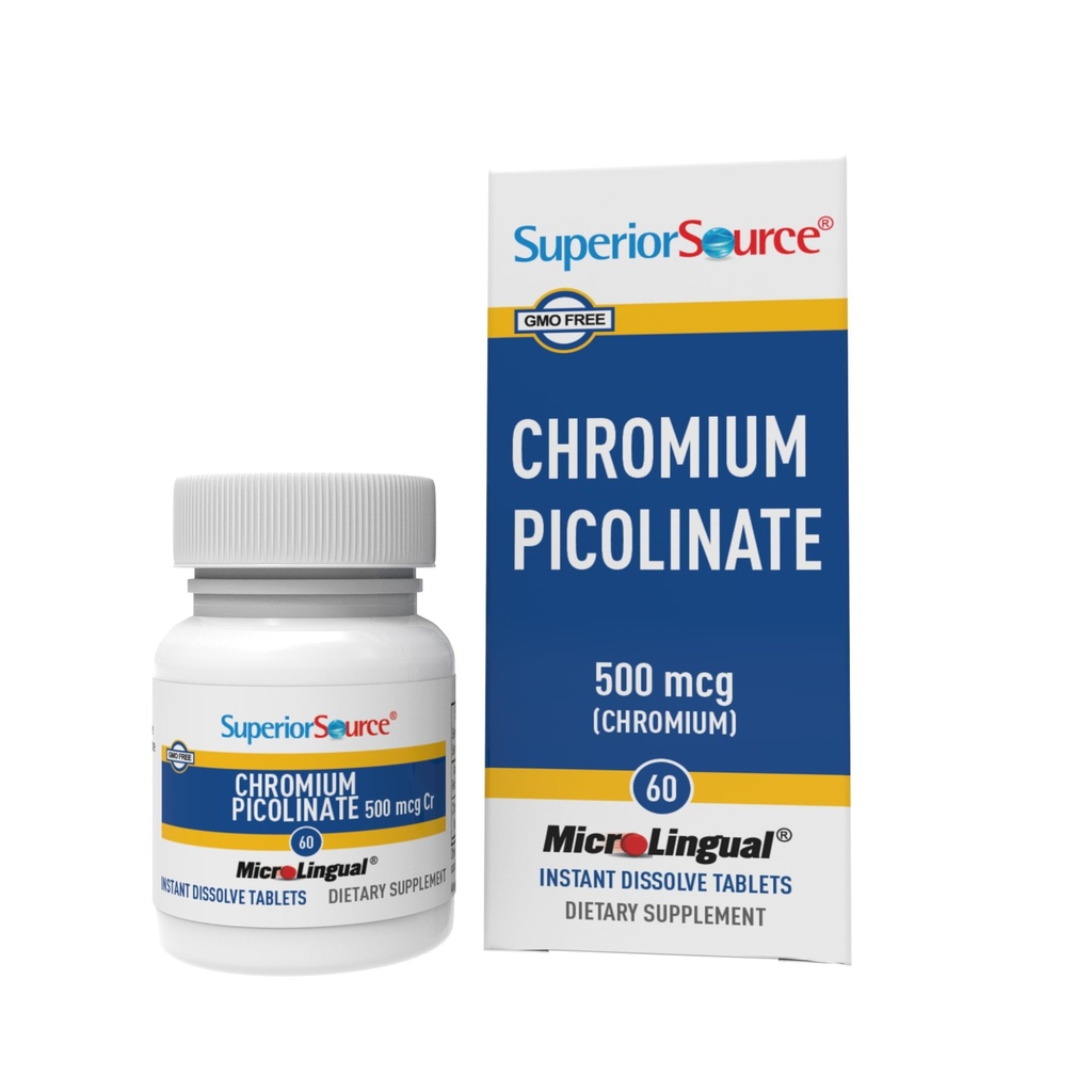 מקור גבוה Chromium Picolinate - תוסף פורמולה תומך במטבוליזם סוכר בריא - 500 mcg, 50 טבליות מיידיות
