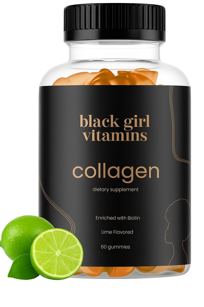 Black Girl ויטמינים - Collagen Gummies for Hair, Skin, and Nail Support, עם ויטמין C, ויטמין E ו- Biotin, Gluten-Free (Lemon), 60ct