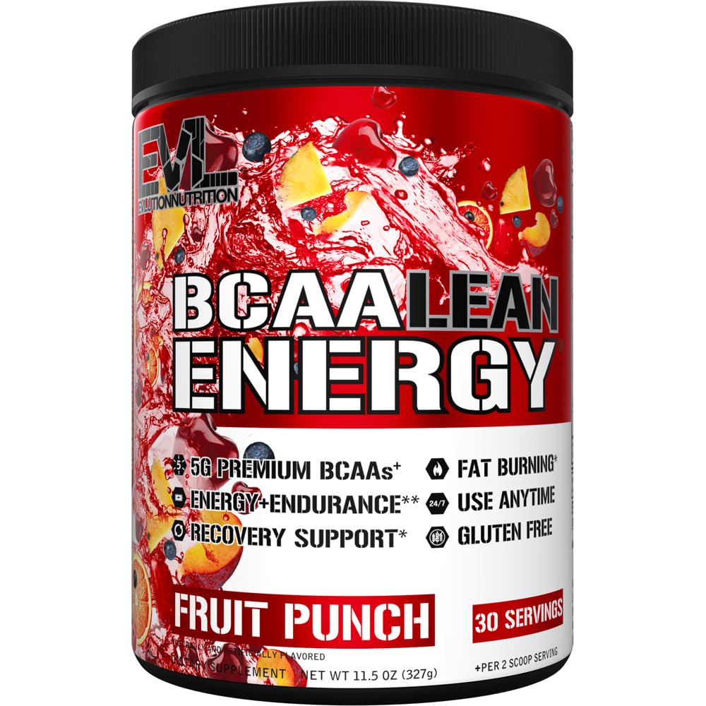 EVL BCAA Lean אנרגיה אבקה - טרום עבודהout Green Tea Fat Burner תמיכה עם BCAAs Amino Acids ואנרגיה נקייה - BCAA אבקת Post עבודהout Recovery עבור Lean שריר התאוששות - פירות Punch