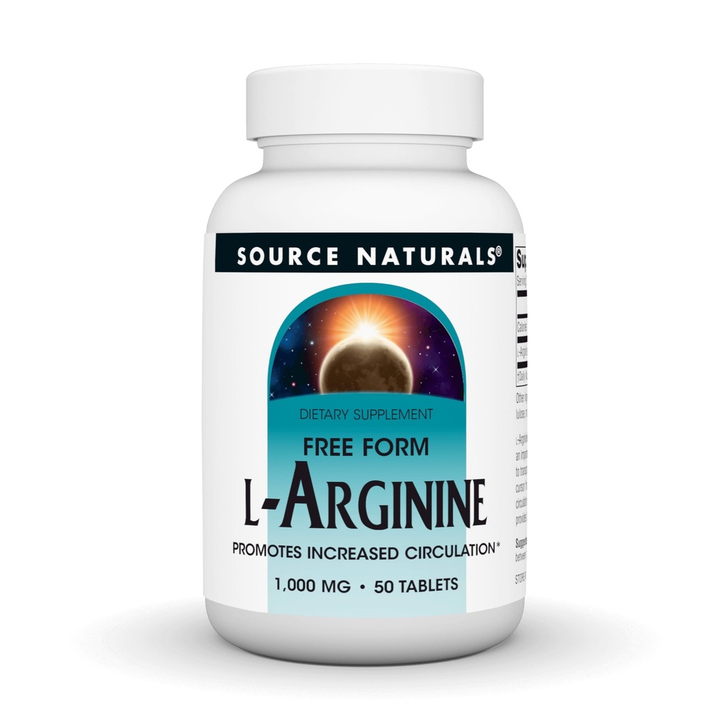 מקור טבעי L-Arginine מקדם Ciculation* 1000 מ"ג חינם טפסים - 50 טבליות