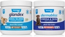 VETNIQUE Dermablis אומגה & Skin תוספת צ'יפס לכלבים (60ct) & Glandex Anal Gland לתמוך ב- Peanut Butter Soft Chews for Dogs (60ct)