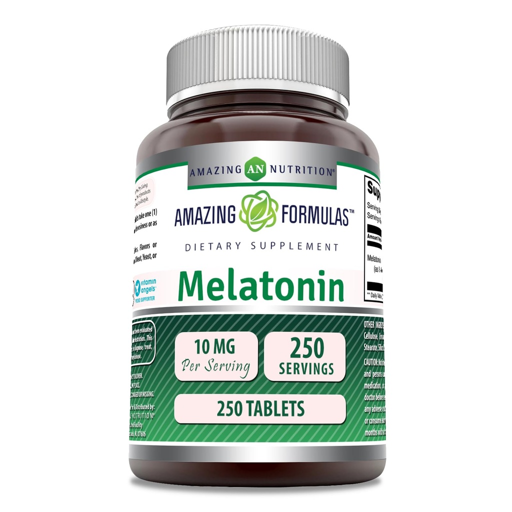 פורמולה מדהימה מלטונין תוסף | 10 Mg Per Serve | 250 טבליות | Non GMO | Gluten Free | Made in USA