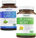 בונדל של St. John's Wort & Thyroid Support - Mood Boost & Balance Bundle - St. John's Wort (Non-GMO) עם שפע של 900mcg Hypericin Extract & Thyroid תמיכה עם Iodine לשיפור אנרגיה