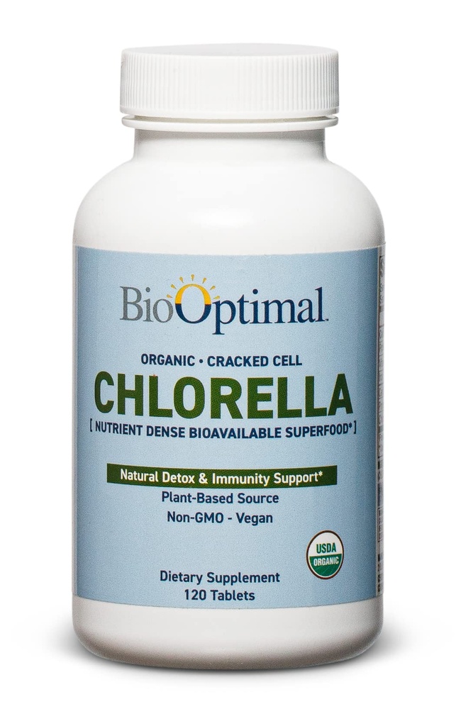 BioOptimal Organic Chlorella Tablet - אורגני, non-GMO, No Additives או Fillers - 500mg Premium Quality Dietary תוספת עם ויטמינים, מינרלים ואנטי-oxidants (120 טבליות)