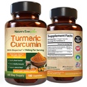 כורכומין Turmeric Curcumin עם Black Pepper (Bioperine) & אורגני Turmeric טבעוני תוספת תמיכה משותפת. להפיק 95% Curcuminoids 1965 מ"ג תוספת עבור תמיכה בריאה & Immune. 180 קפסולות