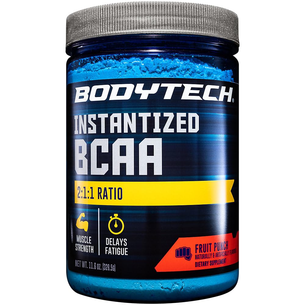 אבקת BodyTech BCAA - Optimal 2:1 Ratio - תמיכה שריר התאוששות, כוח אנדורנס - פירות פונץ (11.5 oz)