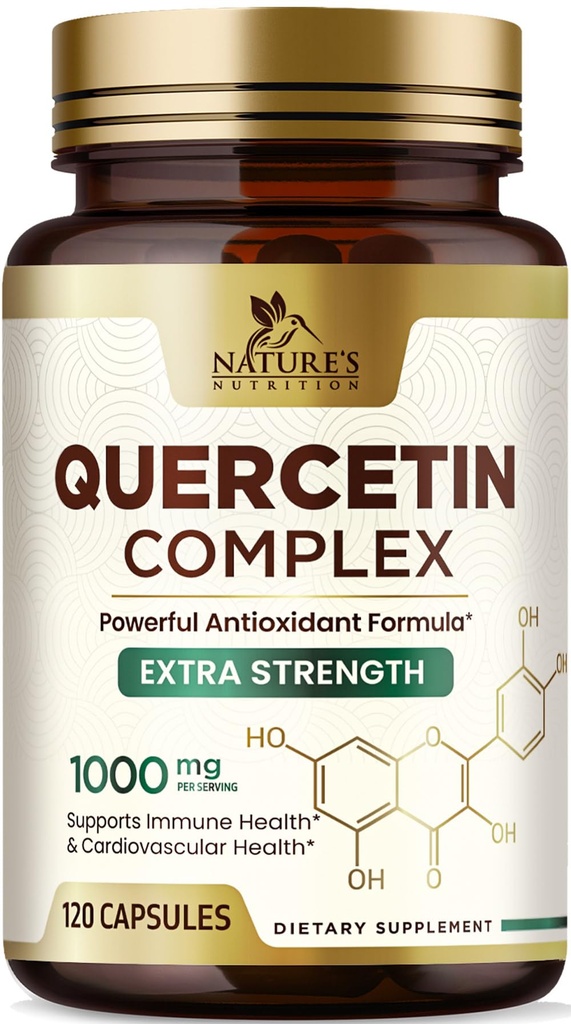 תוסף Quercetin 1000 מ"ג - תמיכה טבעית, מבוססת צמחים עבור Immune, cell, Respiratory & Seasonal שינויים - תוספת כוח Quercetin Dihydrate מ Sophora Japonica - 120 קפסולות Veggie