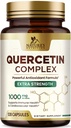 תוסף Quercetin 1000 מ"ג - תמיכה טבעית, מבוססת צמחים עבור Immune, cell, Respiratory & Seasonal שינויים - תוספת כוח Quercetin Dihydrate מ Sophora Japonica - 120 קפסולות Veggie