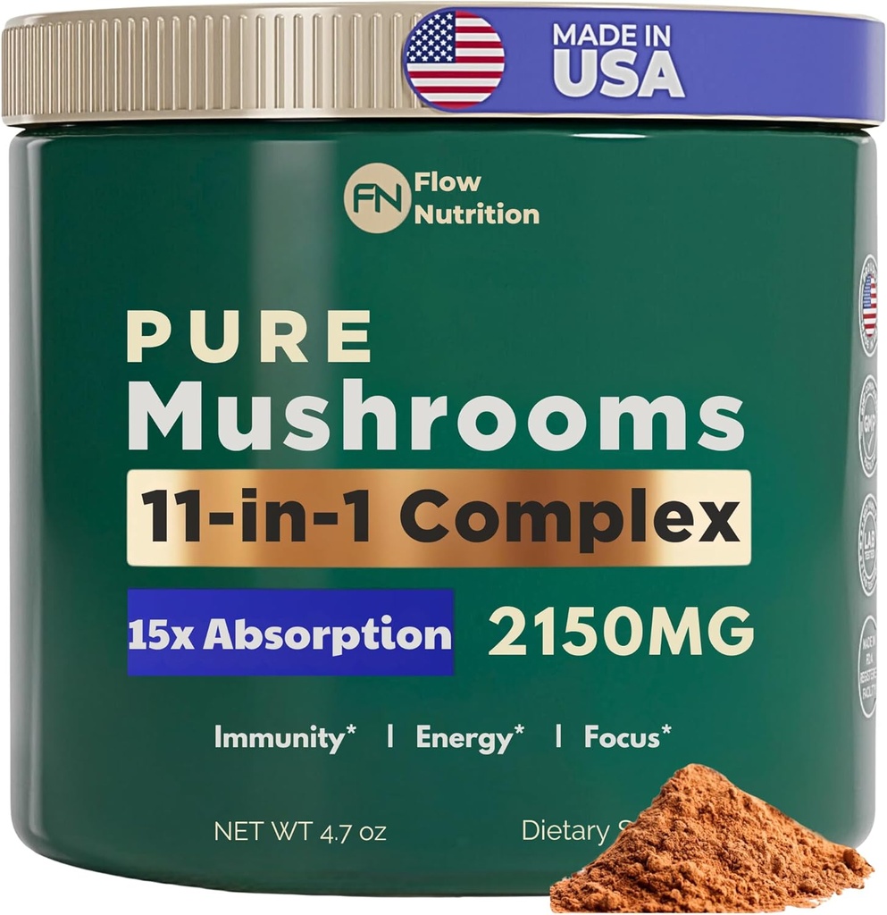 אבקת Mushroom, Mushroom - אבקת Mushroom אורגני עבור קפה - Smoothies, שתיה Mix, מותאם אישית Mushrooms, תוספת אבקת לחלץ, Mushrooms פונקציונלי, אבקת מורכבת עבור Focus & אנרגיה