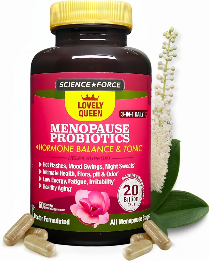 Lovely Menopause Supplement + Hormone Balance + Weight Management, Hot Flashes, Mood Swings, Vaginal Health & Dryness | Black Cohosh, Dong Quai, Ashwagandha + Probiotics, Woman Supplement, 60 ct
