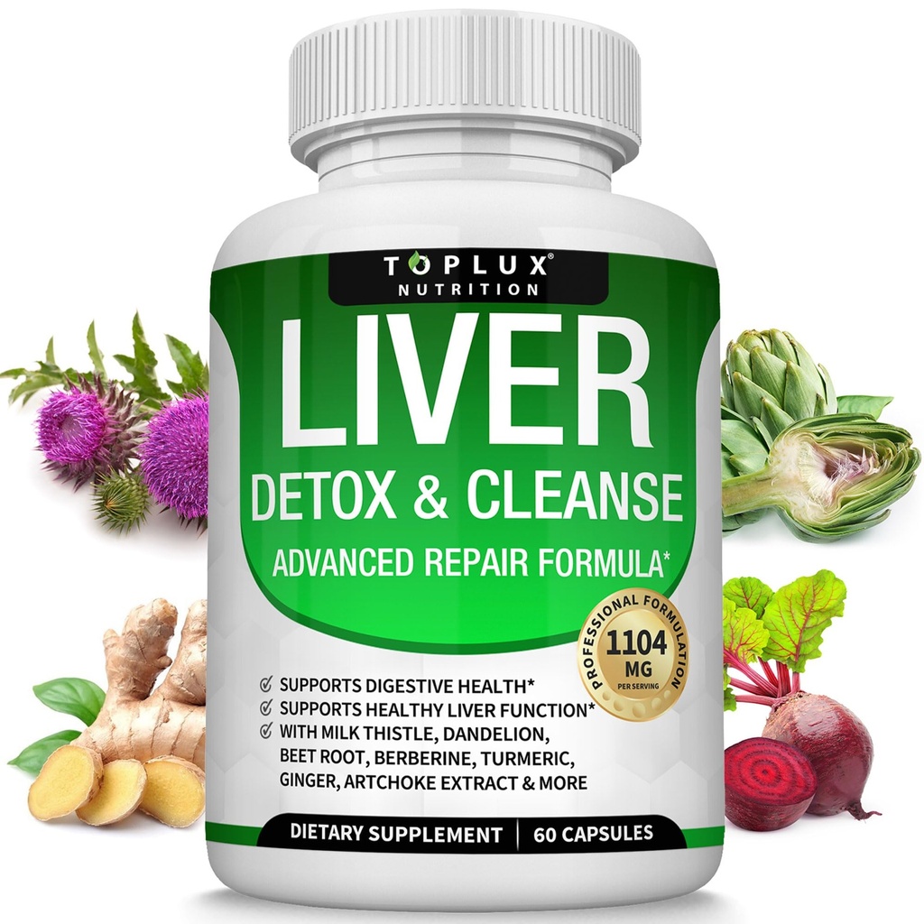 Liver ניקוי Detox & תיקון פורמולה Liver Detox תוסף - חלב עם Dandelion, Artichoke, Turmeric, Beet Root, Turmeric & More for Natural Herbal ניקויsing non-gmo טבעוני 60 קפסולות