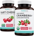 Bundle of Organic Cranberry Pills & Tart Cherry - ניקוי & Clear Bundle - Urinary Tract & Uric Acid תמיכה - גלולות קריין אורגני - 50:1 ריכוזיות אורגני Tart Cherry קפסולות - 4:1