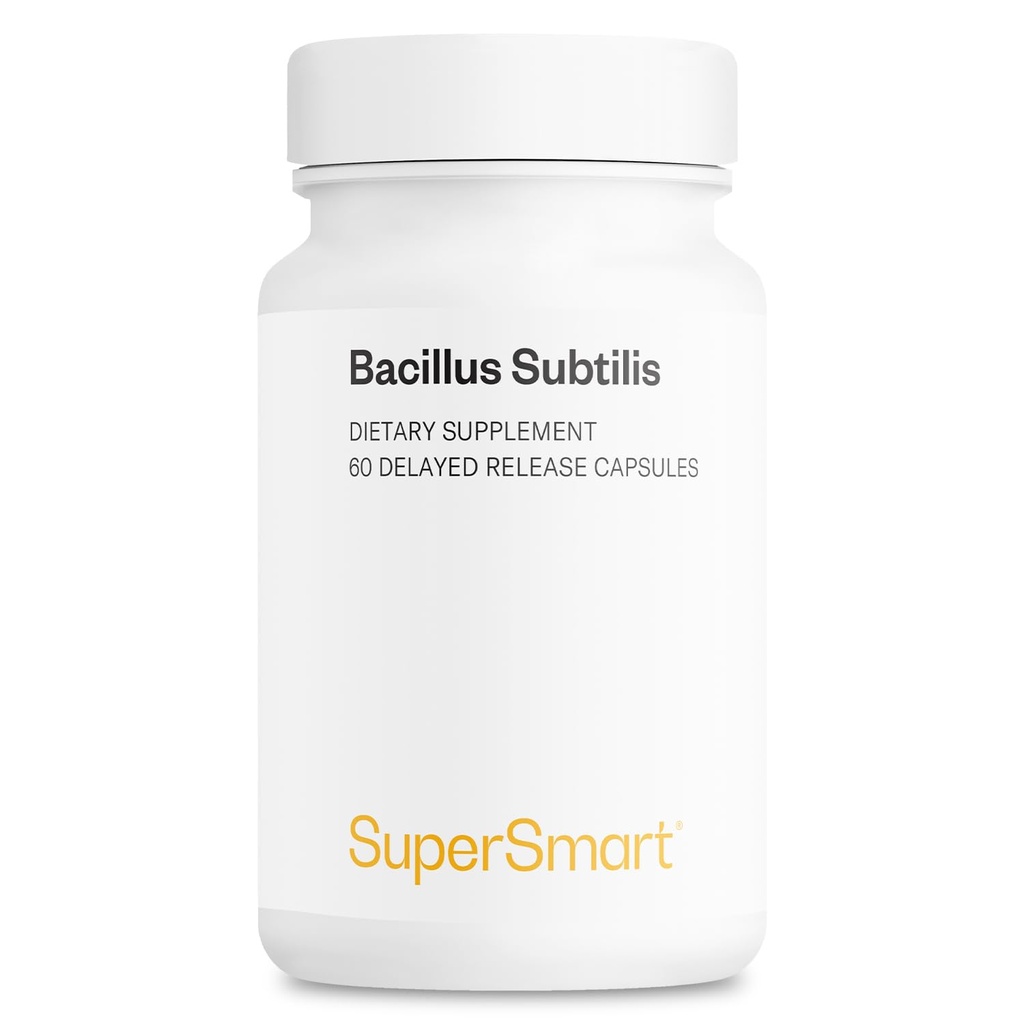 SuperSmart - Bacillus Subtilis 3 מיליארד CFU ליום (High Potency) - תוסף Spore Probiotic | Non-GMO & Gluten Free - 60 קפסולות DR