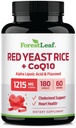 ForestLeaf Red Yeast Rice עם תוסף CoQ10 - 1215 מ"ג תוספת כוח אדום Yeast אורז קפסולות עם Alpha Lipoic Acid & Organic Flaxseed, Citrinin חינם - 180 קפסולות