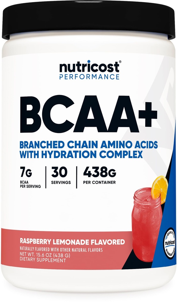 אבקת Accost BCAA + הידרציה (Raspberry Lemonade) 30 משרתות - Chained Amino Acids עם תרכובת הידרה - Gluten-Free, non-GMO
