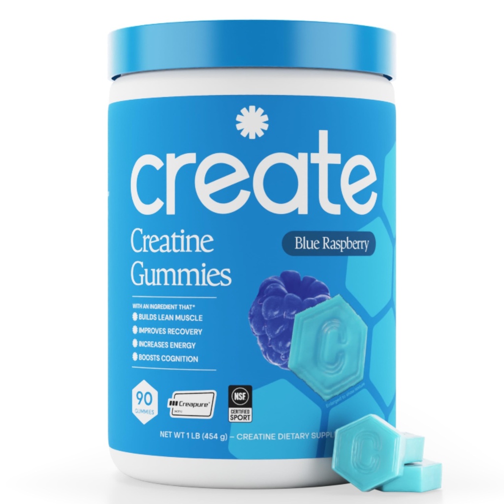 צור Creatine Monohydrate חניכיים עבור גברים ונשים, Boost Focus, כוח ו אנדורנס, Anti-Melting פורמולה, טבעוני, Gluten-Free, non-GMO, 1.5g של Creatine per Gummy (בלום כחול, 90 ct)