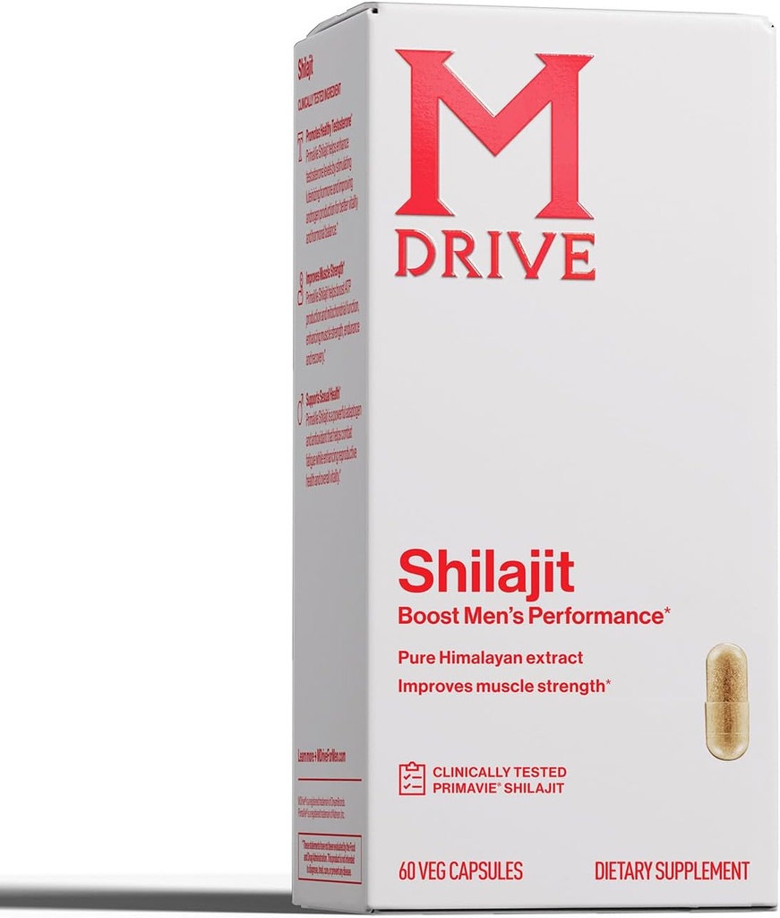 Mdrive Shilajit קפסולות לגברים | 30 משרתות של פורה גבוהה PrimaVie Shilajit עבור אנרגיה Boost & Immune תמיכה, 60 קפסולות שילג'יט
