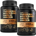 4in-1 Turmeric ו Garlic תוספת עם bioPerine - 2360 מ"ג Turmeric ג'ינג 'ר Root כמוסות שורש עם Garlic - High Potency Herbal בלנדר (120 ct, Pack of 2)