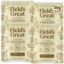 Field's Great Plant-Based Protein with Fiber for Muscle Maintenance, Vegan Protein Powder, Whey Free, Gluten Free, Dairy Free - 30g of Protein and 5g Fiber in Each Serving (Vanilla -4 Pack)