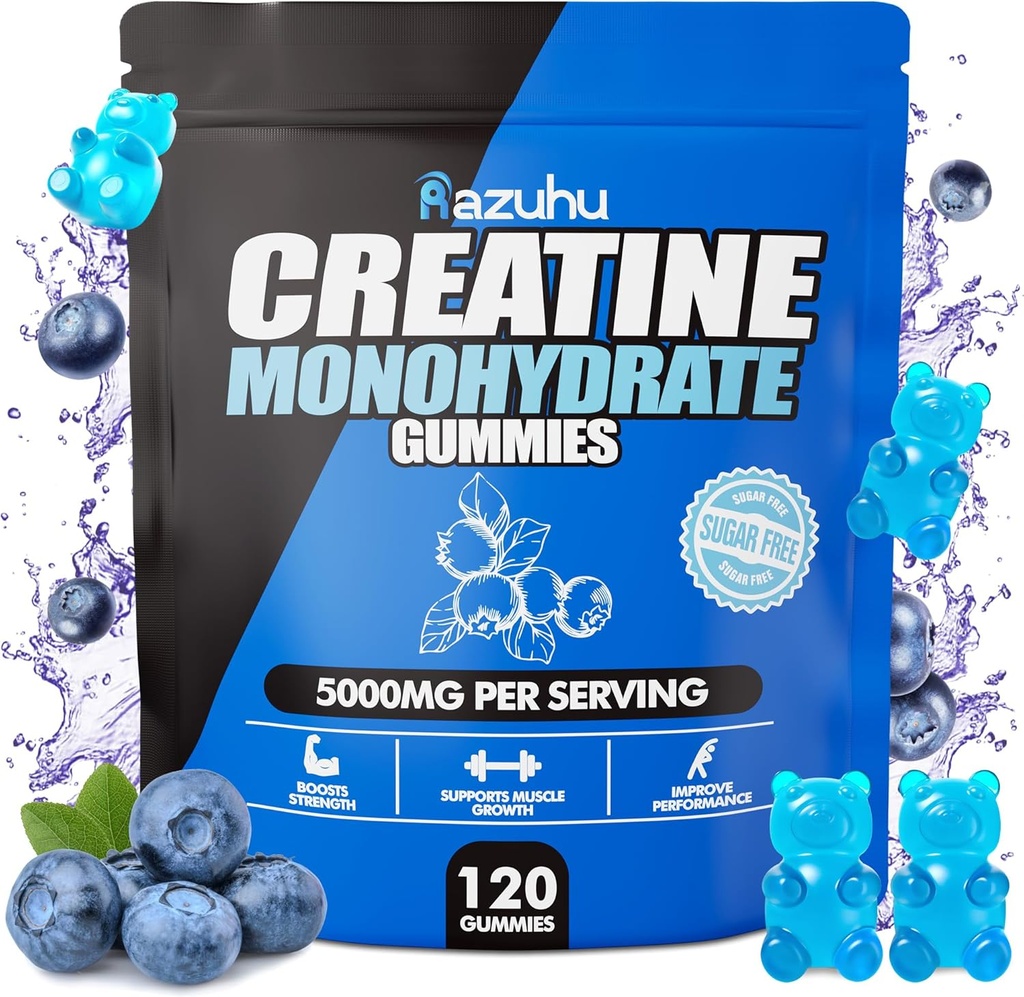 Pre Workout hcl creatine monohydrate חניכיים, 120 ללעוס כחול לגברים (Blueberry), creatine hcl אנרגיה תוסף לנשים, whey חלבונים Isolate Vital Source Feminine Gummies