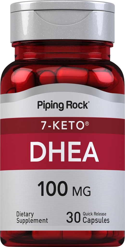Piping Rock DHEA תוספת לנשים וגברים | 100 מ"ג | 30 קפסולות | 7-Keto | Dehydroepiandrosterone | Non-GMO, Gluten Free